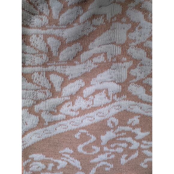 Vintage 80s Peach Floral Sixteen Candles Romantic Coquette Short Sleeve Sweater - Picture 3 of 5